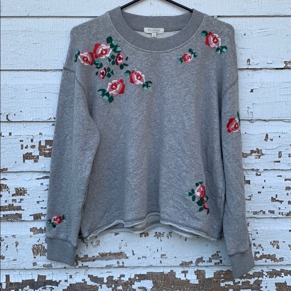 Madewell Tops - Mile(s) by Madewell Embroidered Cutoff Sweatshirt